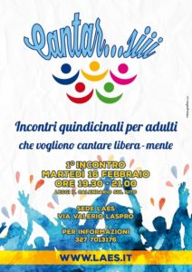vi aspettiamo in sede per cantare giocando , suonando , ballando... la canzone che ci passa per la testa!!! NON c'è bisogno di particolari requisiti , solo la voglia di trascorrere un pò di tempo insieme in armonia. Cantar ... Siii
